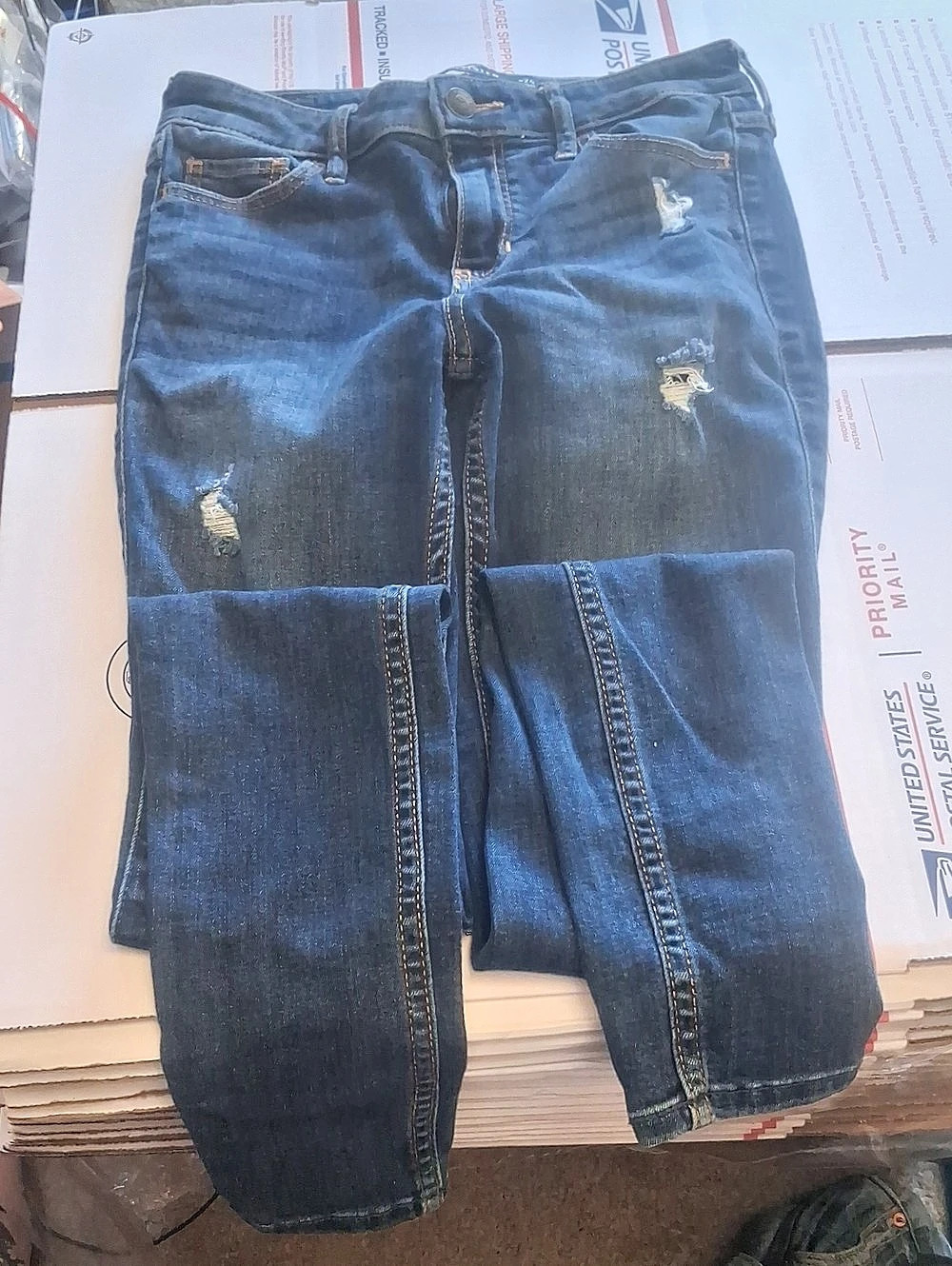 Hollister Low Rise Super Skinny Jeans Women's Distressed Skinny Jeans in Blue
